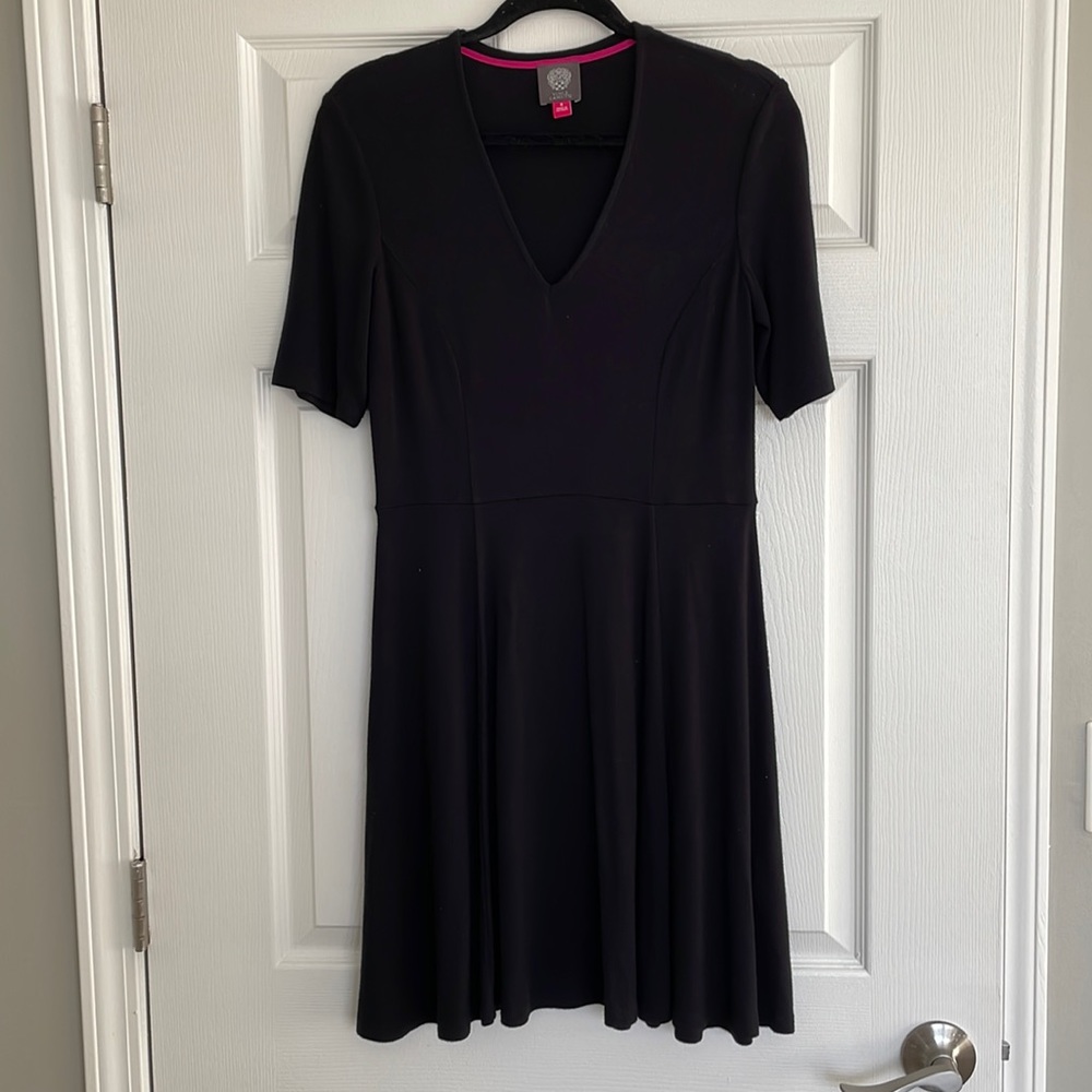 Black V-neck dress